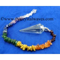 Crystal Quartz Good Quality 12 Facets Pendulum With Chakra Chips Chain